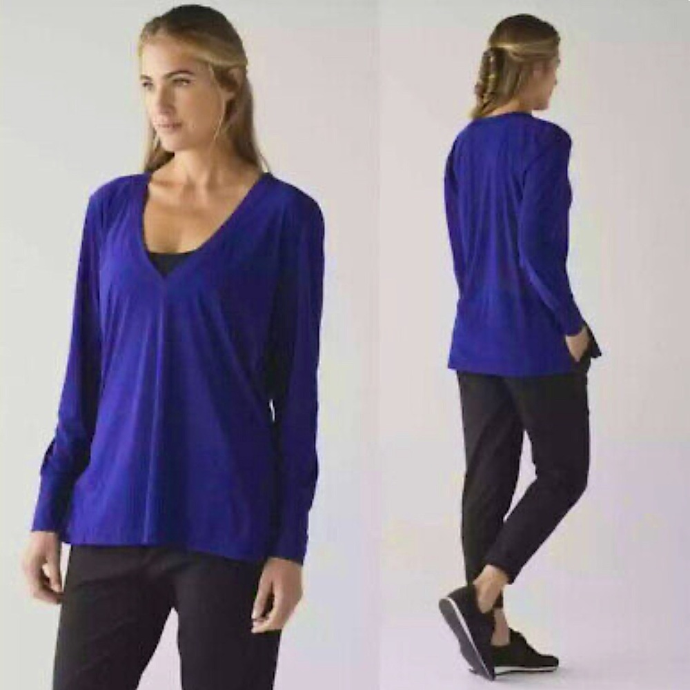 Lululemon Sheer Get Low Long Sleeve V-neck Activewear Top